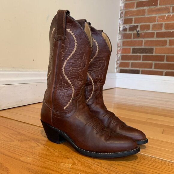 Vintage Justin Cowboy Boots Size 6 B Leather USA Made Western Rich Brown - Picture 6 of 16